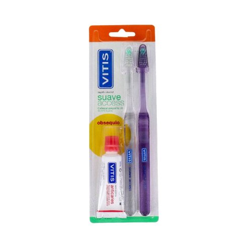 CEPILLO DENTAL ADULTO VITIS ACCESS SUAVE BLISTER 2 UNIDADES